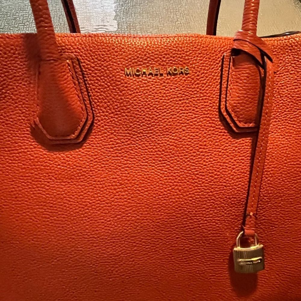 Michael Kors Orange Pebbled Leather Tote